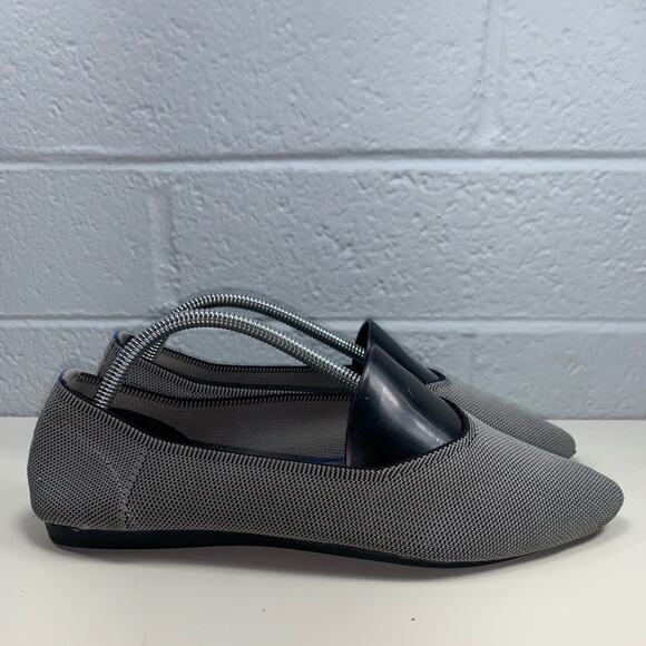 Frank Mully Pointed Toe Knit Ballet Flats Grey Women's Size 8.5 Shoes - Picture 1 of 8